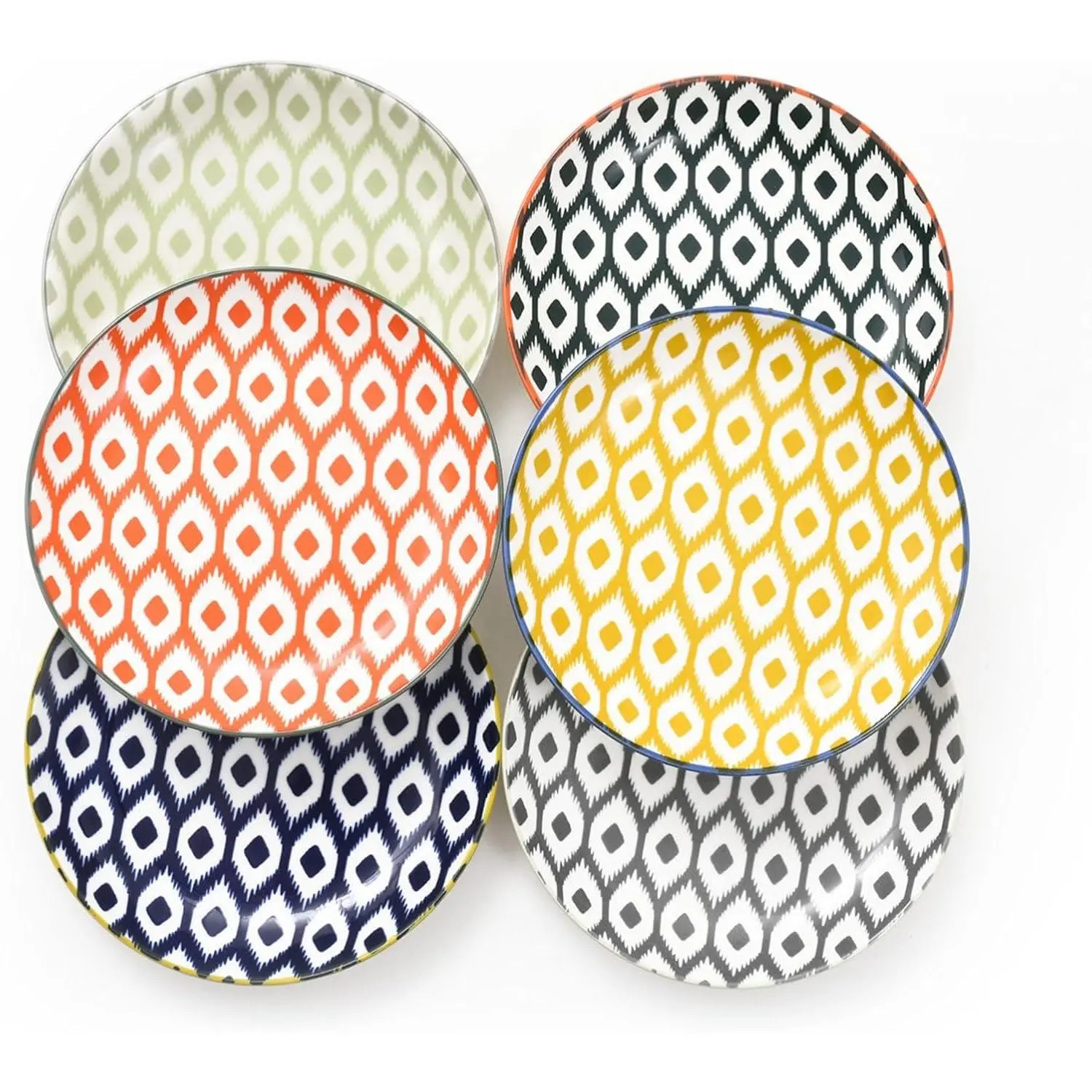 Small Dessert Plates Set of 6, Ceramic Appetizer Plates 6 Inch, Colorful Salad Plates, Mini Dinner Plate, Porcelain Serving Dishes for Snack, Fruit, Cake