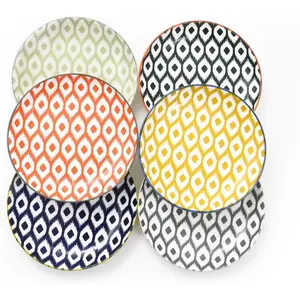 Small Dessert Plates Set of 6, Ceramic Appetizer Plates 6 Inch, Colorful Salad Plates, Mini Dinner Plate, Porcelain Serving Dishes for Snack, Fruit, Cake