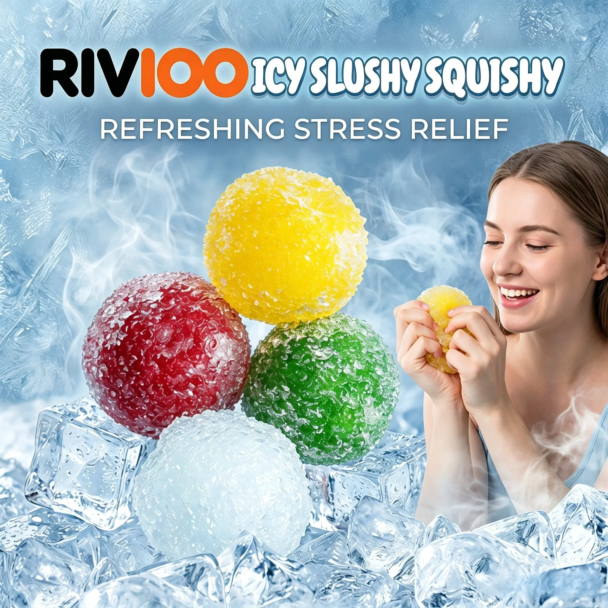 RIVIOO New Upgraded Crystal Ice Cube Slow Rising Squishy Toy, Indoor Leisure Sensory Stress Relief Squeeze Toy for Desk & Daily Use