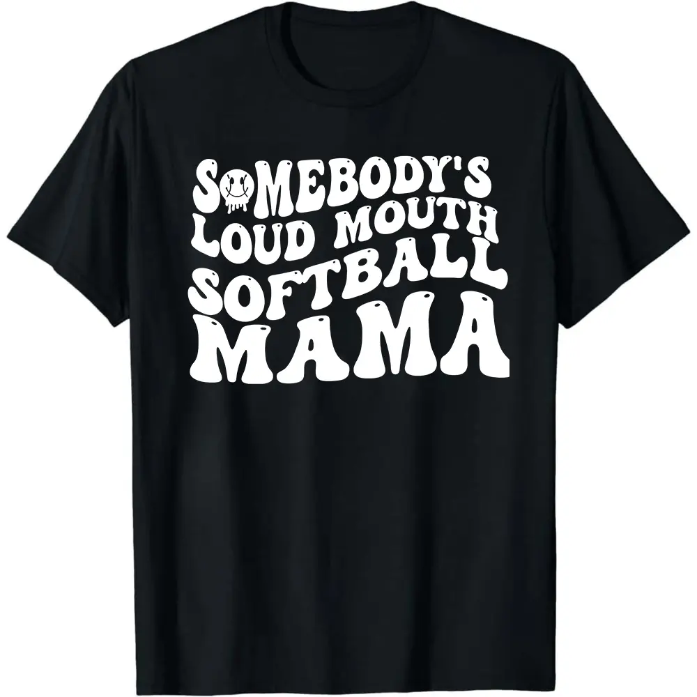 Somebody's Loud Mouth Softball Mama Shirt Gift For , Smiley Face Tee, Softball Mom Shirt, Softball Lover Outfit