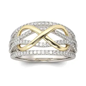 Two-tone, exquisite line-wrapped figure-eight index finger ring