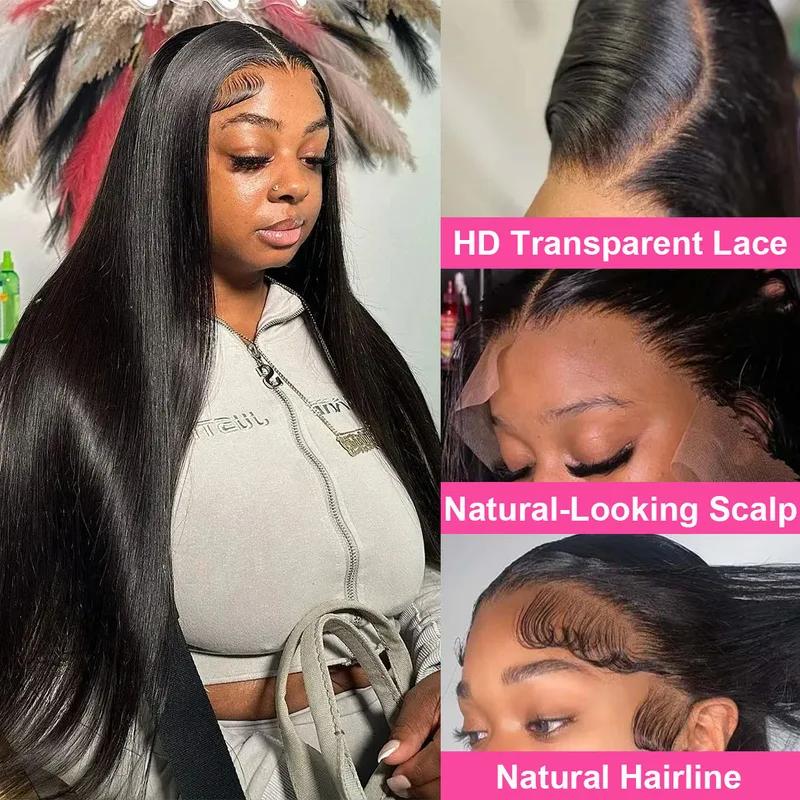 MYLOCKME 34 36Inch Straight Glueless Wigs Human Hair Transparent Wear&Go 6x4 5x5 Lace Clouse Human Hair Wig Brazilian Pre-Cut 7x5 9x6 Straight Remy Hair Wig