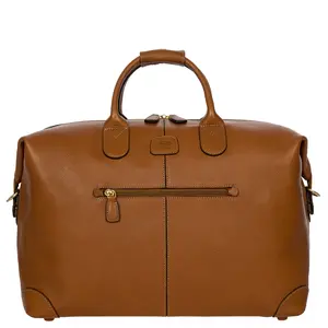 Life Pelle 18" Cargo Duffle Bag 100% Italian Leather Cognac Color Made in Italy Premium Travel Bag for Domestic & International Use Personal Item