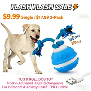 Motion Activated Tug & Roll Interactive Training Dog Ball, USB Rechargeable TPR Toy for Boredom Relief, Flash Sale: $9.99 Single / $17.99 2-Pack, Interactive Training Ball