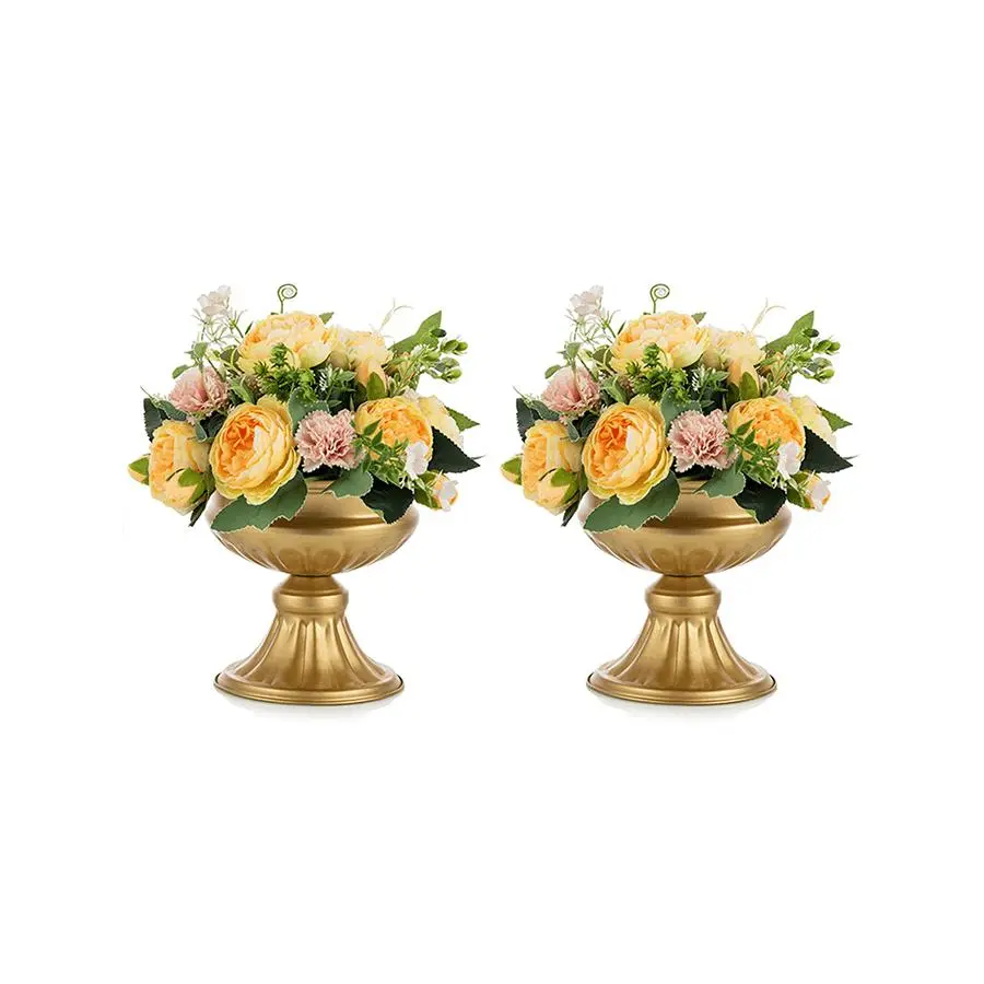 2/10 Wedding Centerpiece Gold Vase, 6.5 Tall Metal Pot Elegant Wedding Table Centerpiece - Wedding Party Decoration Small Vase Dining Table Decoration