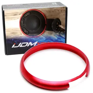 iJDMTOY Red Aluminum Smart Key Fob Surrounding Ring Decoration For 2008-2014/2015 Gen2 Mini Cooper R55 R56 R57 R58 R59 & Gen1 R60 R61