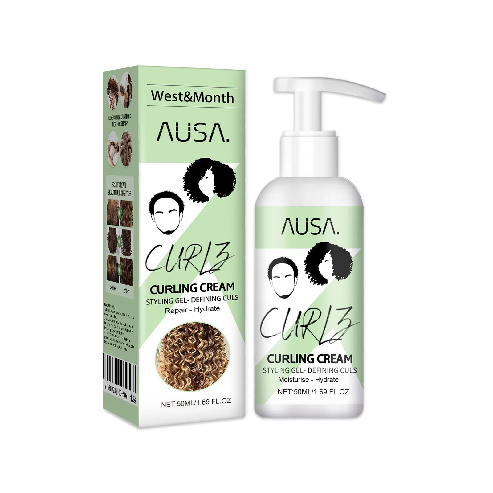 Curl Enhancing Cream, Moisturizing Hair Styling Cream for Curly & Wavy Hair, Anti-Frizz Treatment, Smooths Hair and Boosts Curl Elasticity， Helps Repair Dry Damaged Hair, Reduce Frizz, Strengthen Hair & Enhance Natural Curl Shape