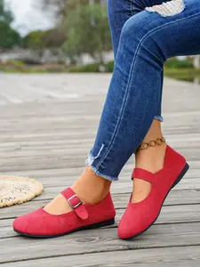 Women's Vintage Velvet Classic Mary Jane Flat Shoes, Round Toe Slip-On Sneakers, Soft Comfortable Daily Wear Footwear for Women