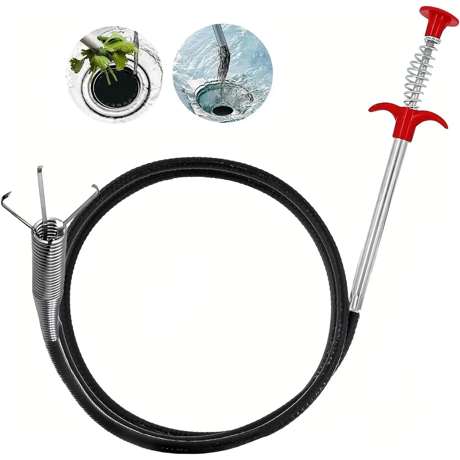 76-Inch Metal Coil Drain Snake, Plumbing Accessory Clog Remover Tool for Toilet and Shower, Drain Clog Remover Tool