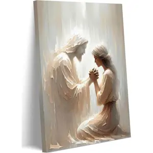 FYLDPSB Jesus Christ Canvas Wall Art, Christian Jesus and Woman Prayer wall decor, Holy Healing Religious Poster Prints for Living room, bedroom, church decoration Prepare to hang