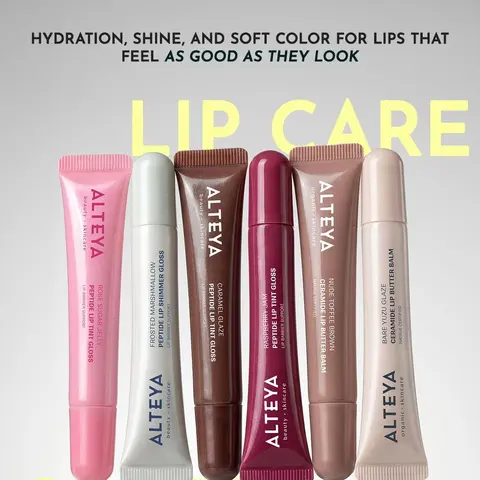 ALTEYA Peptide & Ceramide Tinted Lipgloss - 10ml Scented Tube, Glossy Lipgloss with Hyaluronic Acid, Softening, Moisturizing Nourishing Lip Treatment Gel for Makeup Use, Lipgloss Glossy