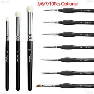 Yutiars Professional Fine Tip Dry Brushes 3/6/7/10pcs Durable Miniature Modelling Paint Brushes for Enamel Figurines Tabletop Miniature Hobby Painting