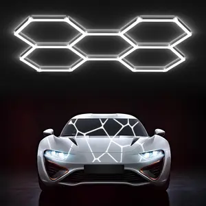 5 Hexagonal Frame LED Honeycomb Lights, 600w 60800 Lumens, Garage Light, T5 Tube Rectangular 6500k, Suitable for Garages and Beauty Shops