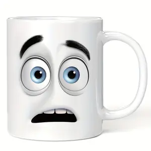 11oz Cute 3D Face Changing Mug - Ceramic Coffee Cup with Pop-Out Eyes & Blowing Mouth, Dishwasher Cup for Hot/Cold Drinks, Birthday Party Favors, & Gift (, White), Coffee Mug, Coffee Mugs, Funny Coffee Mugs, Mug Coffee, Woman Face Cup, Funny Items, Woman