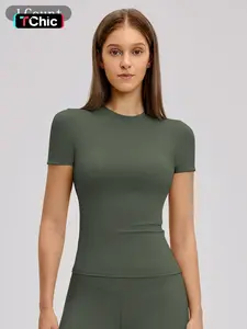 Summer Quick-Dry Yoga Shirt Short Sleeve Fitness Top Hoodie Outdoor Running Sports Women, Breathable Gym Wear, Comfortable Workout Tee, Athletic Yoga Tops, Fitness Activewear