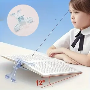 Adjustable Transparent Book Page Clips with Bookmark, Book Accessories, Ergonomic Design, Durable Plastic, Ideal for Learning, Office, School, Home Use