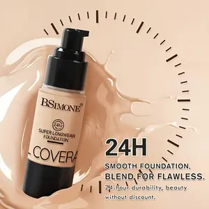 BSIMONE 1pc 24-Hour Long-Lasting Liquid Foundation, Professional Base Makeup, Sweat-Proof and Smudge-Proof, Strong Concealing Power, Easy to Apply, Minimizes Pores Without Feeling Heavy, Suitable for Dry, Oily, and Sensitive Skin, Stage Mak