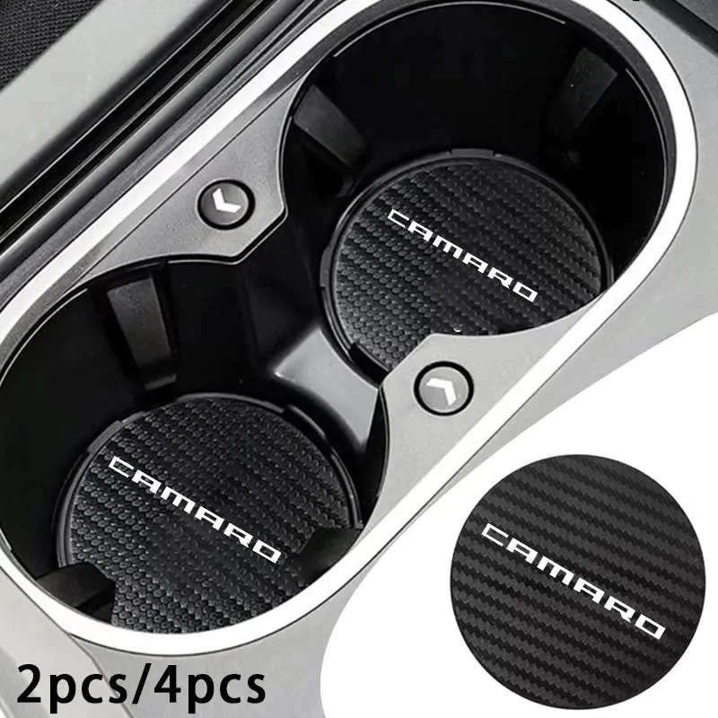 For Camaro 2 Pcs or 4pcs Carbon Fiber Texture Anti-Slip Cup Holder, Protects From Scratches, Decorative Vehicle Accessory, Car Auto Accessory, Car Accessories, Mats