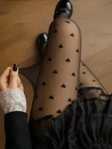 Women's Heart Print Stockings Tights, Soft Lightweight, All-Season Comfort, Versatile Fashion Accessory, Enhance Elegance and Style
