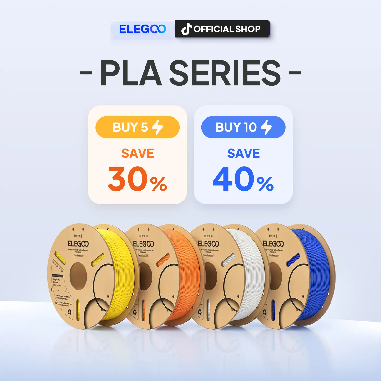 ELEGOO 1.75mm PLA Filament - Eco-Friendly Biodegradable Cardboard Spool, High Precision, Mix & Match Bundle, Most FDMs Compatible, Print Farm Wholesale Pack, Ideal for Beginners, 3D Printing Supplies for School & Home, Vivid Colors,sohochic