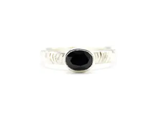 Sterling Silver Hand Engraved Ring with Spinel, Handcrafted, Size 10.5, Lightweight & Durable