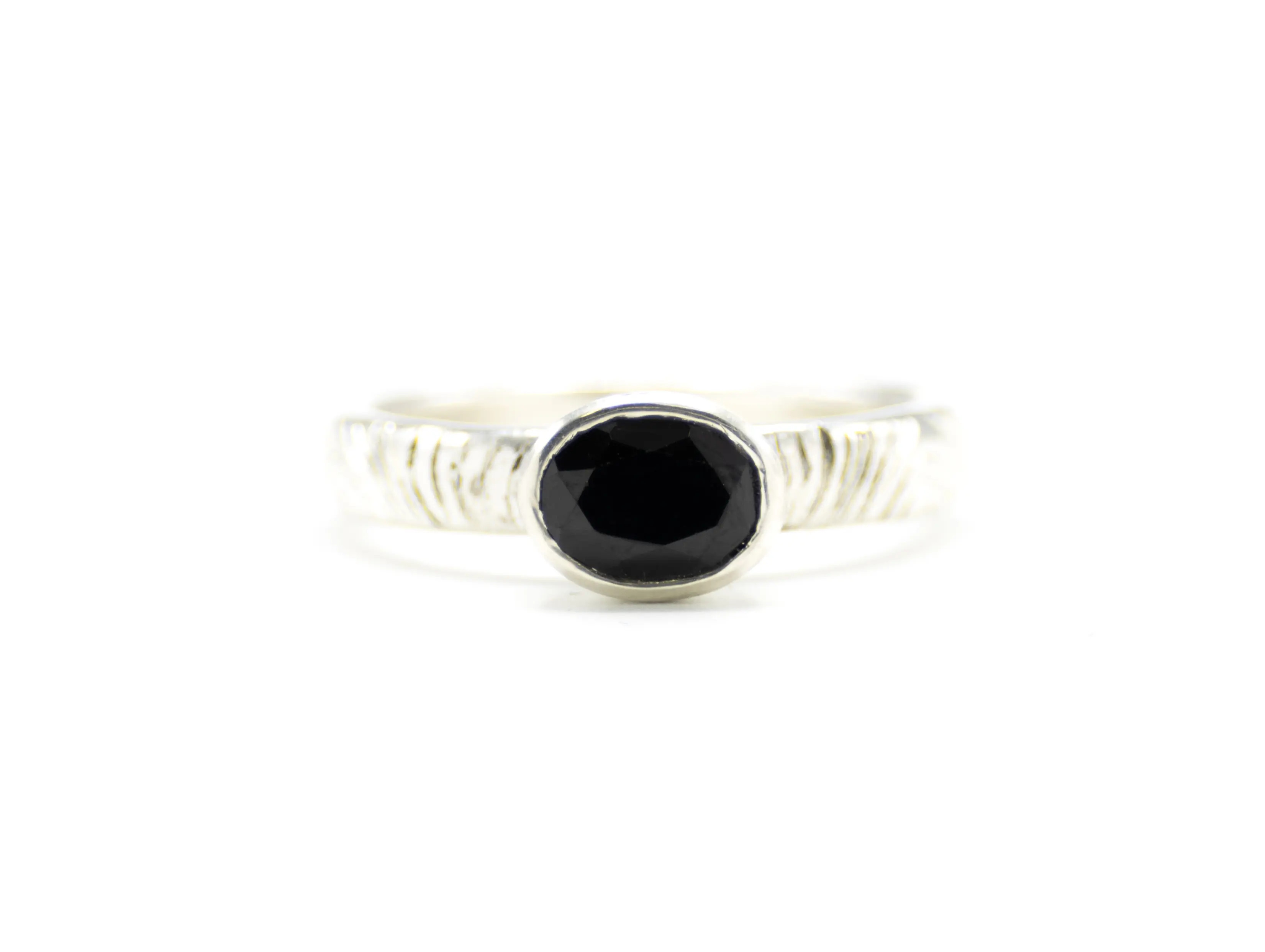 Sterling Silver Hand Engraved Ring with Spinel, Handcrafted, Size 10.5, Lightweight & Durable
