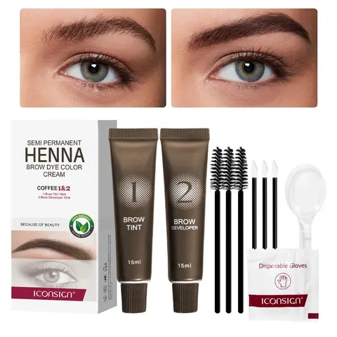 Waterproof Eyebrow Dye Kit, Eyebrow Tinting Cream, Eyebrow Tinted Cream, 1 Set Long-lasting Brow Tint & Brow Developer & Tools, Professional Eyebrow Makeup Kit, Cosmetic, Brow Stain, Eyebrow Makeup Products