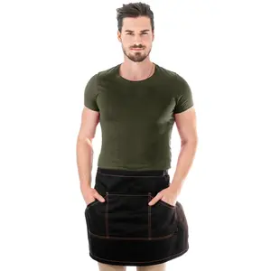 Half Apron - Double Stitched, Many Pockets - Chef, Server, Bistro, Restaurant, Waiter, Shop