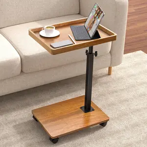 C Table End Table Adjustable Height, 360 ° Swivel TV Tray Table for Small Spaces, Couch Tables That Slide Under, C Shaped Side Tables Living Room and Bedroom for Sofa, Bed,Chair, Snack