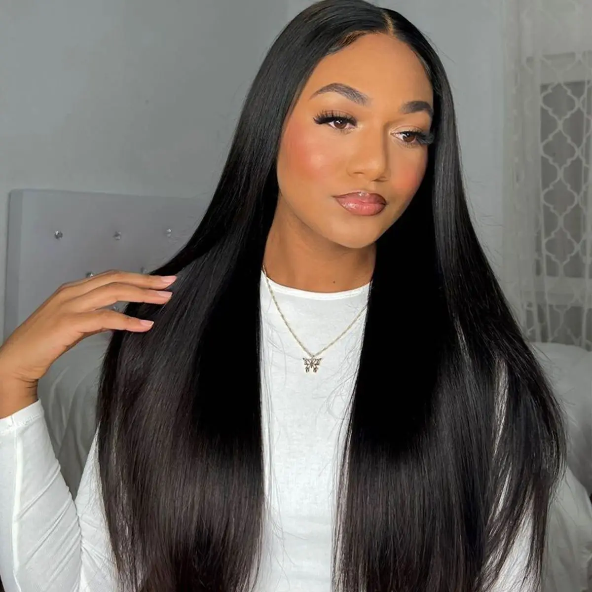 VSHOW Bleached Knots Straight Human Hair Wear Go Wigs 10x6 Pre Cut Lace Glueless Wigs For Black Women