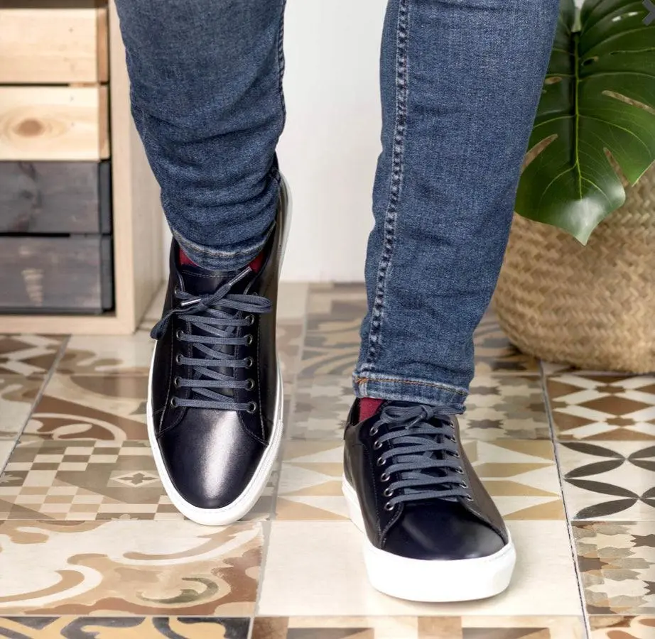 Black Leather Trainer