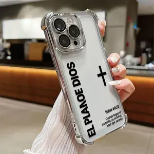 El Plan De Dios With Cross Pattern Electroplated Case With Four-Corner Airbag Electroplated Featuring A High-Transparent Tpu Back With Reinforced Shock-Absorbent Airbags And Shiny Electroplated Frame For iphone 17 16 15 14 13 12 11 SAMSUNG S25 24 23 22