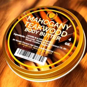 Mahogany Teakwood Scented Body Butter 4 oz -  Hydrating Moisturizer - Cosmetic Body Care Product with Shea Butter, Vitamin E, Aloe Vera, Coconut Oil Moisture
