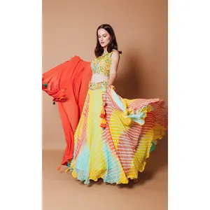 Yellow Lehenga Choli with Heavy Embroidery Blouse and Dupatta