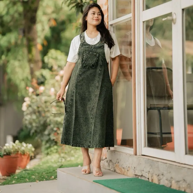 Handmade Adjustable Cotton Overall Dress for Women – Boho Loose Fit Dungaree Maxi Dress with Pockets – Multi-Color Festival, Casual & Everyday Wear