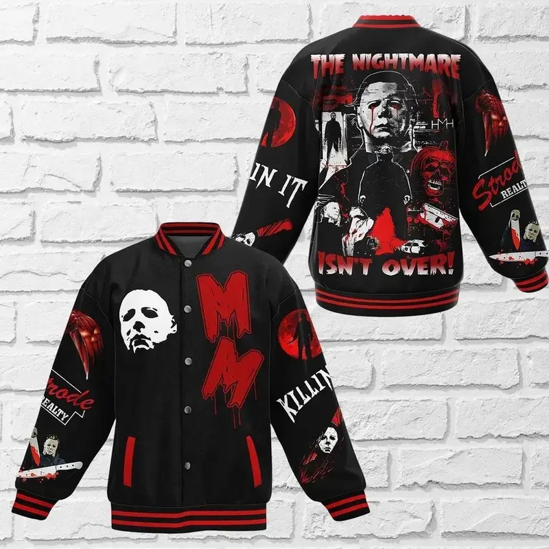 Michael Myers Baseball Jacket, Horror Characters Baseball Jacket, Unisex Varsity Baseball Jacket, Casual Sport Streetwear Coat