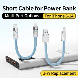 Kaxoe USB-A to Lightning 0.25M Braided Short Cable LED Fast Charging For iPhone 6-14 Power Bank Gaming Car Home Outdoor Hiking