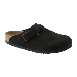 Birkenstock Women's Boston Soft Footbed Suede Leather Black Clog
