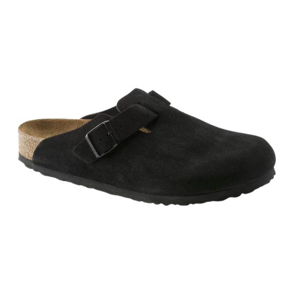 Birkenstock Women's Boston Soft Footbed Suede Leather Black Clog