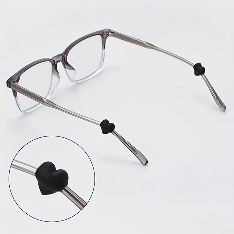 10 Heart-Shaped Soft Anti-Slip Eyeglass Holders, Transparent Ear Hooks for Sports, Fashion & Regular Glasses, Glasses Ear Grip, Ear Grips for Glasses, Prevents Falling, Eyeglasses Holder