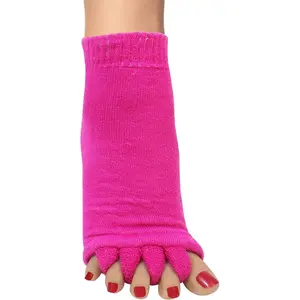 Rose red Women's Five-Finger Yoga Socks, Toe Separator Massage Socks, Best Gift for Family & Friends, Comfortable Sleep Socks