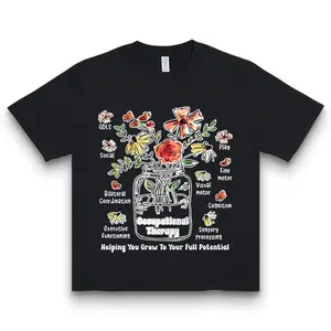 Occupational Therapy Art Tee Colorful Floral Print Helpful Skills Graphic Stylish Casual