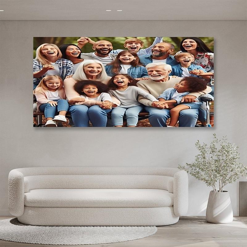 Extra Large 24*48-inch Custom Framed Canvas Family Portrait Wedding photos - Perfect Gift for Friends and Families | Ideal Room Decor, Wall Paintings for Living Room, Living Room Wall Decor, Highquality Print,Christmas decorations, Christmas gifts
