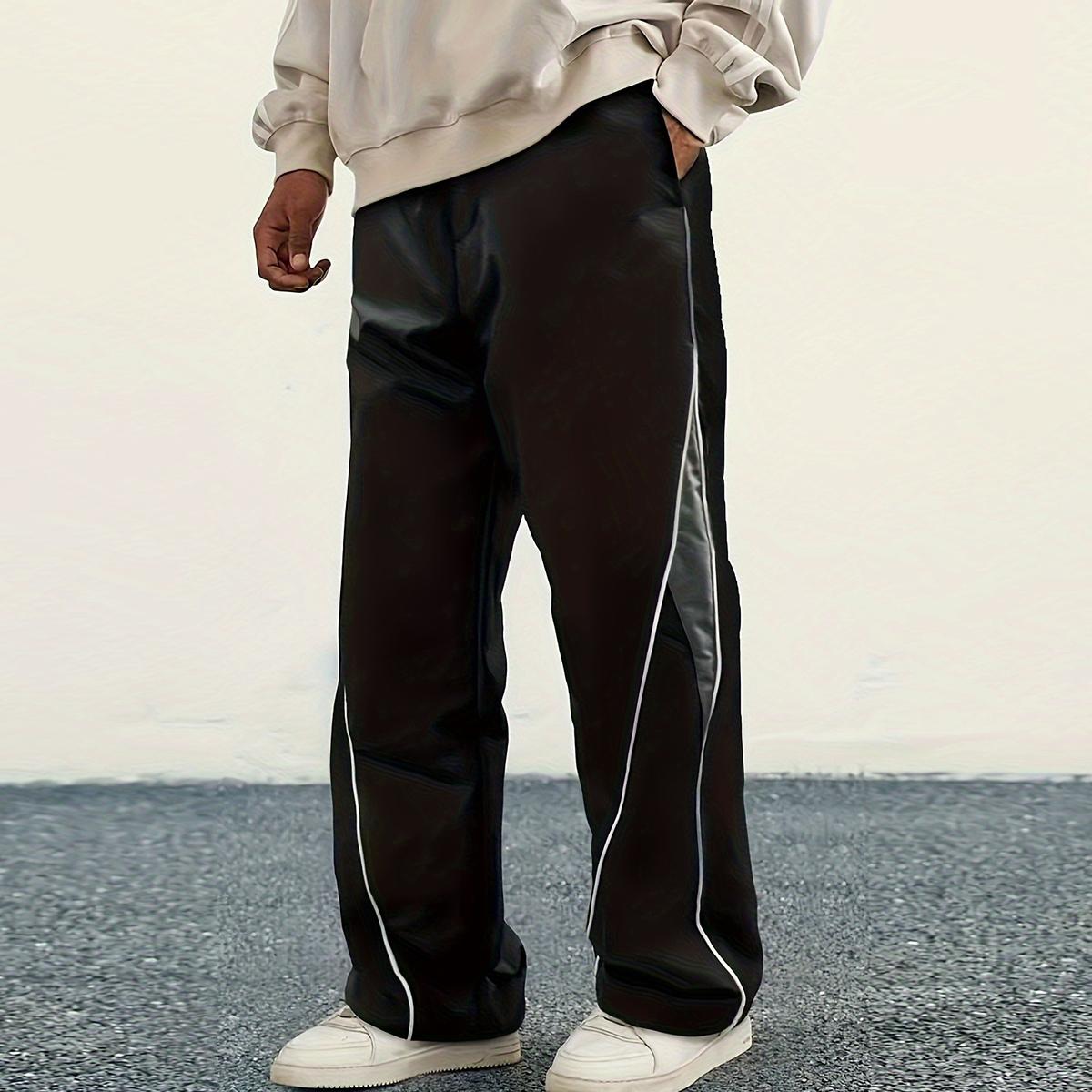 Men's Street Style Jogger Pants - Lightweight polyester fiber joggers, quick-drying loose high street overalls, suitable for street dancing, suitable for daily wear, part of the streetwear collection | Waistband design | Gloss surface treatment