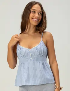 LOVE TREE Womens Stripe Babydoll Top