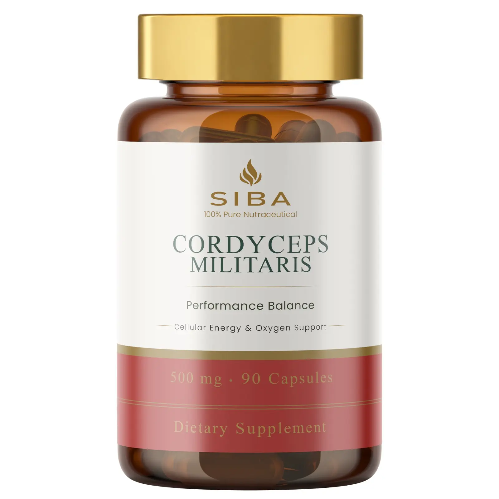 SIBA Cordyceps Militaris Mushroom Extract 1000mg - 90 Capsules for Nervous System Support Natural Energy Stamina & Immune Health