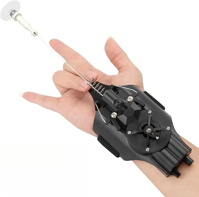 Upgrade Version Black-Electric Automatic Spider Web Shooter with Gloves Safe Fun Superhero Toy for Men Children Rechargeable Battery Magnetic Heads Suction Cups Interactive Play