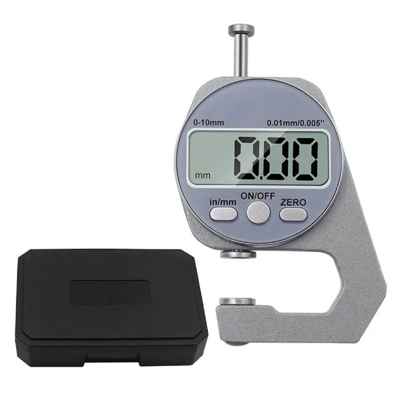 LCD Screen Digital Thickness Gauge 0-10mm - Detachable Measuring Heads Hand Tool, 1-Click 0 Calibration, Instant Unit Switch, Adjustable for Different Materials, for Thickness Check of Metal, Pipes, Metal, Pipes, Leather