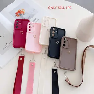 Simple love neck hanging phone case with high bamboo shell and flat rope for portable travel, shopping and running, suitable for MOtO series G30/G14/G22/G34/G53/G24 Power/G04/G54/G64/G84/E30/E40/E22/E13/E32/G85/Edge50 Fusion/Edge50/G55/G13/G23/G35/G Pure