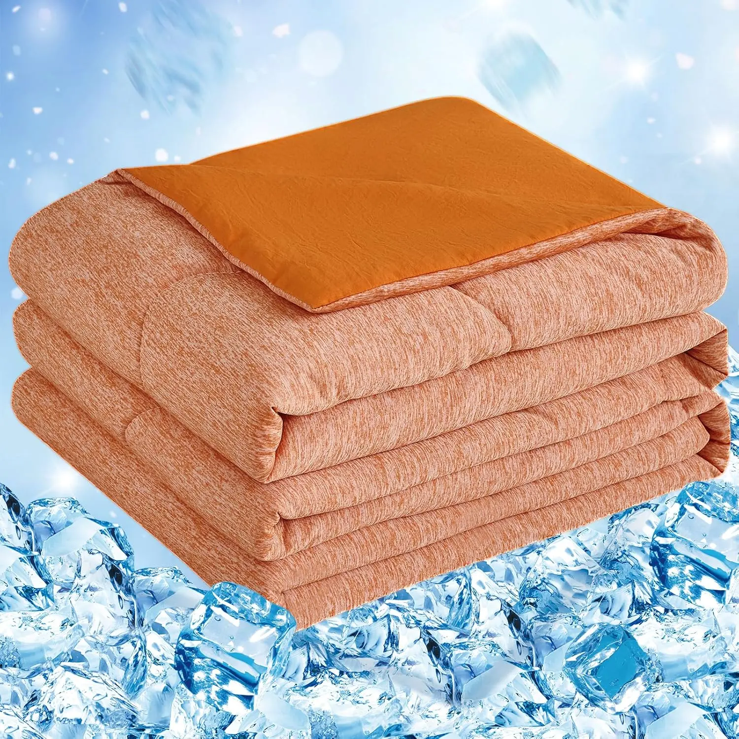 Cooling Comforter, Cooling Blanket for Hot Sleeper, Q-Max 0.45 Arc-Chill Cooling Fiber, Cool Soft Thin Breathable Summer Blanket for Bed, Couch (96" x 120", Orange)